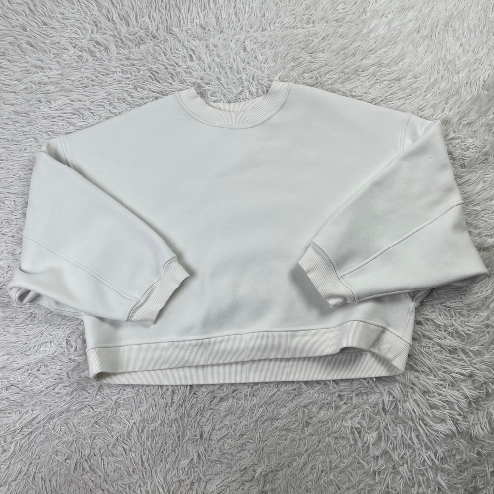 Lululemon Sweater Womens Large White Softstreme Perfectly Oversized Cropped Crew